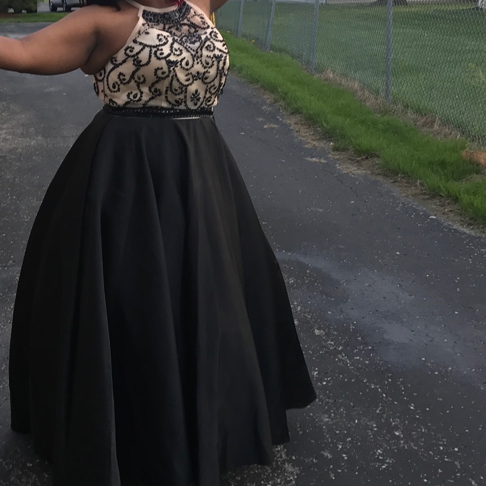 Black and Champagne Prom Dress